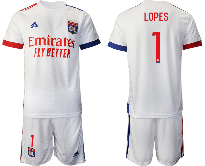 Men 2021 Lyon home 1 soccer jerseys